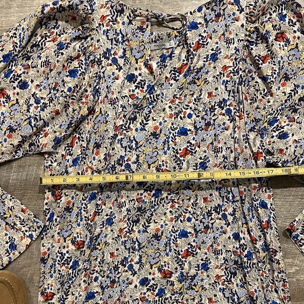 Mango Multicolor Floral Long Sleeve boho mini Dress Size 4 - Picture 11 of 12